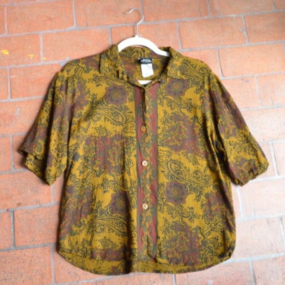 Vintage 80s/90s Judy Knapp California Paisley Button Up Shirt Blouse - S